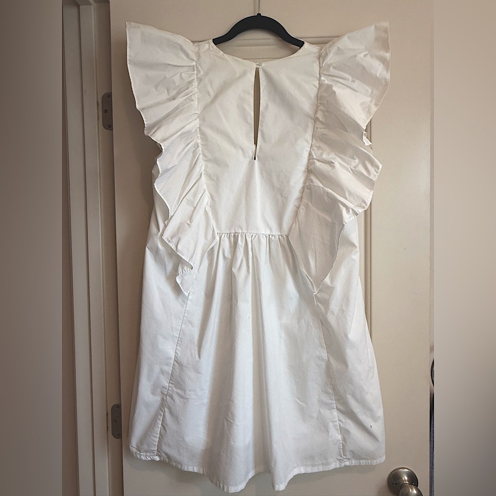 Anthropologie Blue Tassel Ruffled White Waistless Mini
Dress Size L - Picture 8 of 10
